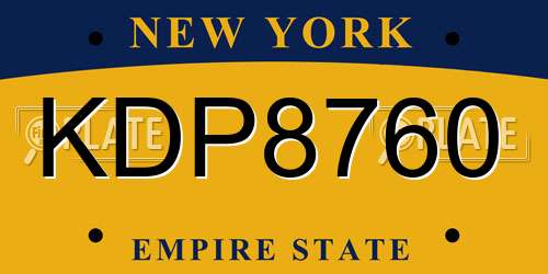 KDP8760 New York License Plate