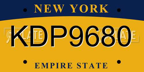 KDP9680 New York License Plate
