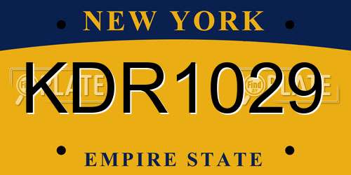KDR1029 New York License Plate