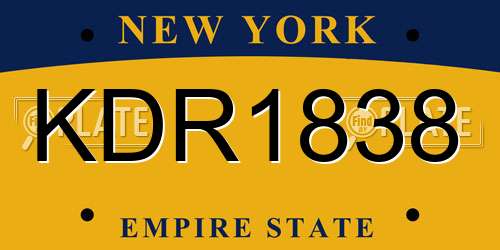 KDR1838 New York License Plate