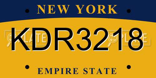 KDR3218 New York License Plate