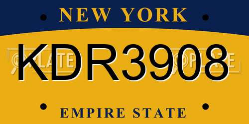 KDR3908 New York License Plate