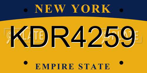 KDR4259 New York License Plate
