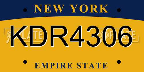 KDR4306 New York License Plate