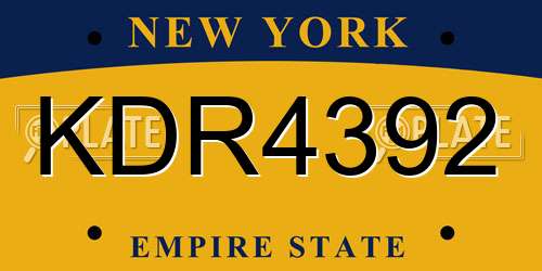 KDR4392 New York License Plate