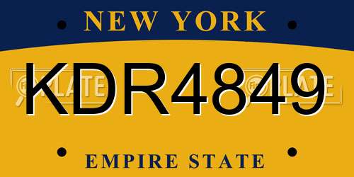 KDR4849 New York License Plate