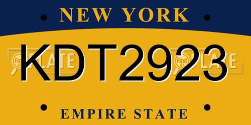KDT2923 New York License Plate