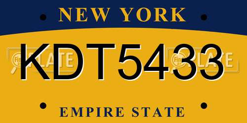 KDT5433 New York License Plate