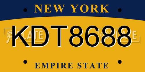 KDT8688 New York License Plate