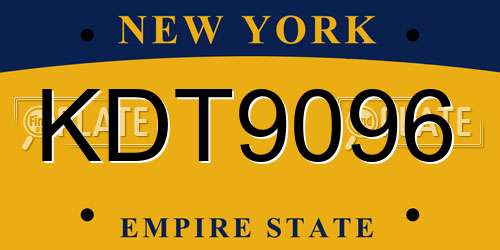 KDT9096 New York License Plate