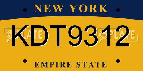 KDT9312 New York License Plate