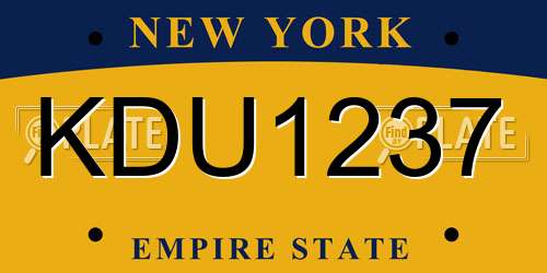 KDU1237 New York License Plate