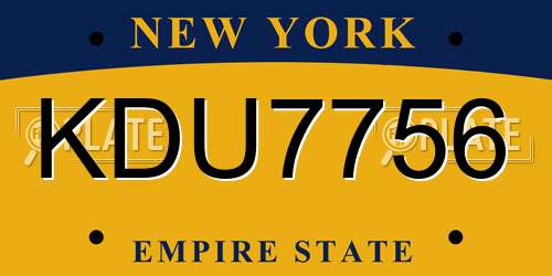 KDU7756 New York License Plate