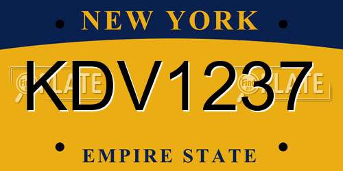 KDV1237 New York License Plate