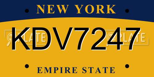 KDV7247 New York License Plate