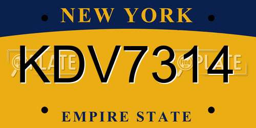 KDV7314 New York License Plate