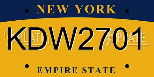 KDW2701 New York License Plate