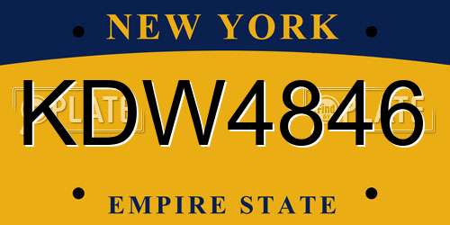 KDW4846 New York License Plate
