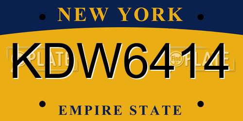 KDW6414 New York License Plate