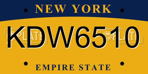 KDW6510 New York License Plate