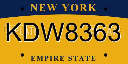 KDW8363 New York License Plate
