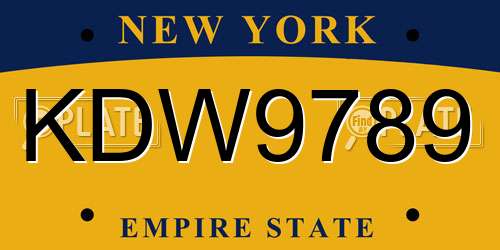 KDW9789 New York License Plate