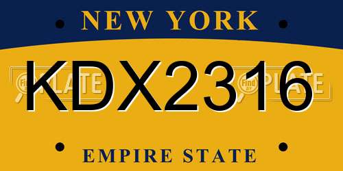 KDX2316 New York License Plate