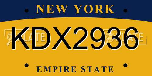 KDX2936 New York License Plate