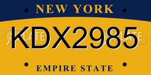 KDX2985 New York License Plate