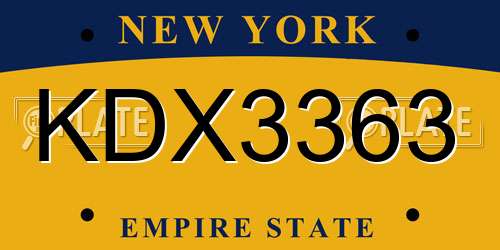 KDX3363 New York License Plate
