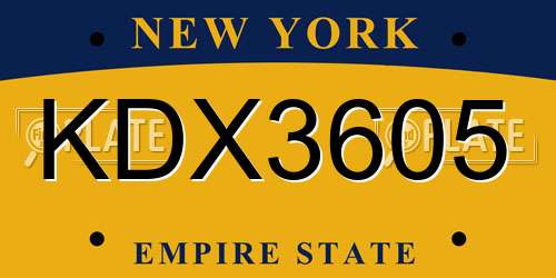 KDX3605 New York License Plate