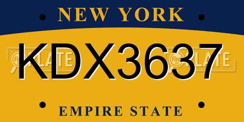 KDX3637 New York License Plate