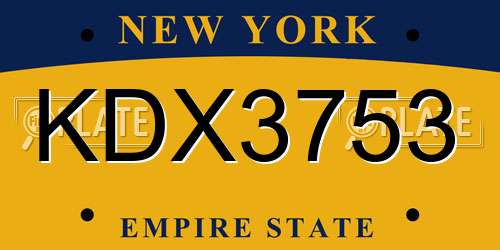 KDX3753 New York License Plate