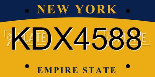 KDX4588 New York License Plate