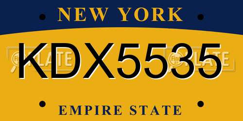 KDX5535 New York License Plate
