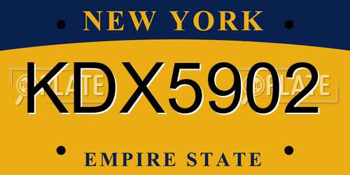 KDX5902 New York License Plate