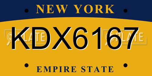 KDX6167 New York License Plate