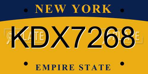 KDX7268 New York License Plate
