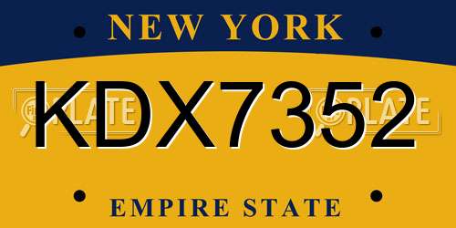 KDX7352 New York License Plate