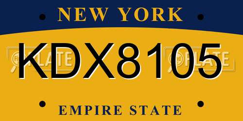 KDX8105 New York License Plate