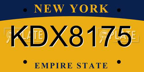 KDX8175 New York License Plate