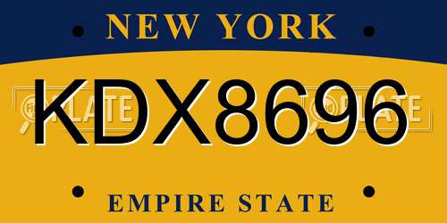 KDX8696 New York License Plate