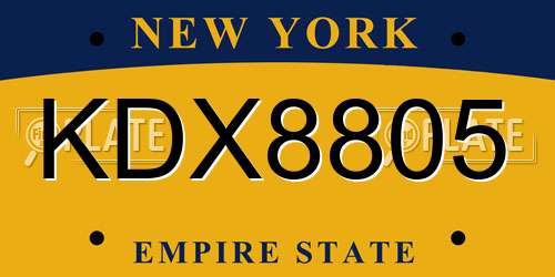 KDX8805 New York License Plate
