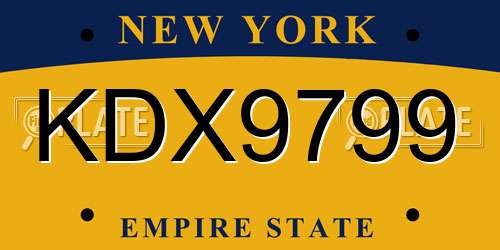 KDX9799 New York License Plate