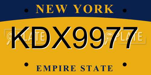 KDX9977 New York License Plate