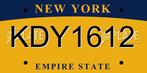 KDY1612 New York License Plate