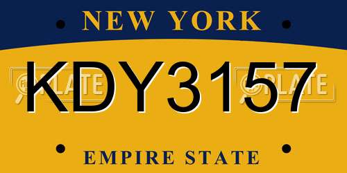 KDY3157 New York License Plate