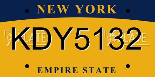 KDY5132 New York License Plate