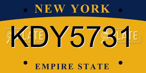 KDY5731 New York License Plate