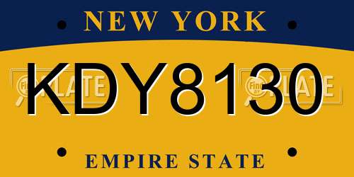 KDY8130 New York License Plate